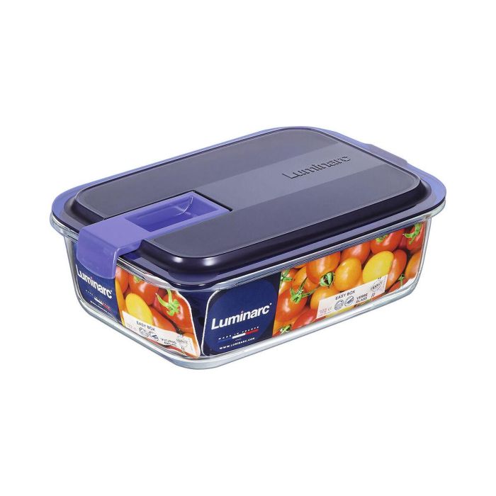 Fiambrera Hermética Luminarc Easy Box Azul Vidrio (6 Unidades) (1,22 L) 2