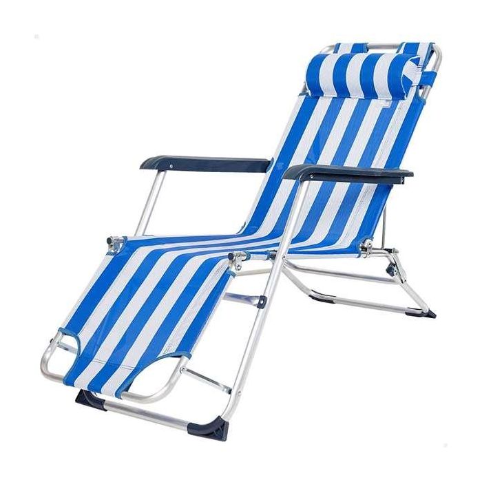 Tumbona de playa reclinable aluminio con cojín aktive 153x47x33/75cm Tumbona de playa reclinable aluminio con cojín aktive 153x47x33/75cm