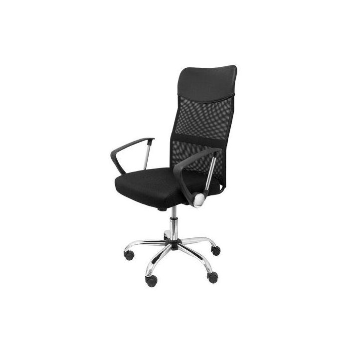 Silla Piqueras Y Crespo Gontar Brazos Fijos Mecanismo Basculante Regulable En Altura Base Cromada Ruedas Parquet Respaldo Malla Transpirable Negra Y Asiento Tapizado Malla Negro