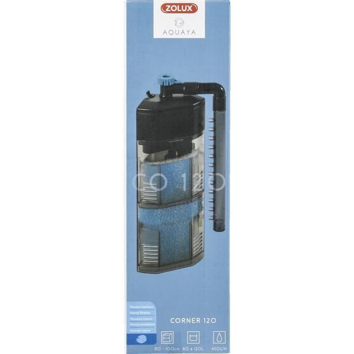 Filtro interior - ZOLUX - Corner 120 - 6 W - Caudal regulable - Para acuarios de 80 a 120 L 1 Filtro interior - ZOLUX - Corner 120 - 6 W - Caudal regulable - Para acuarios de 80 a 120 L 1