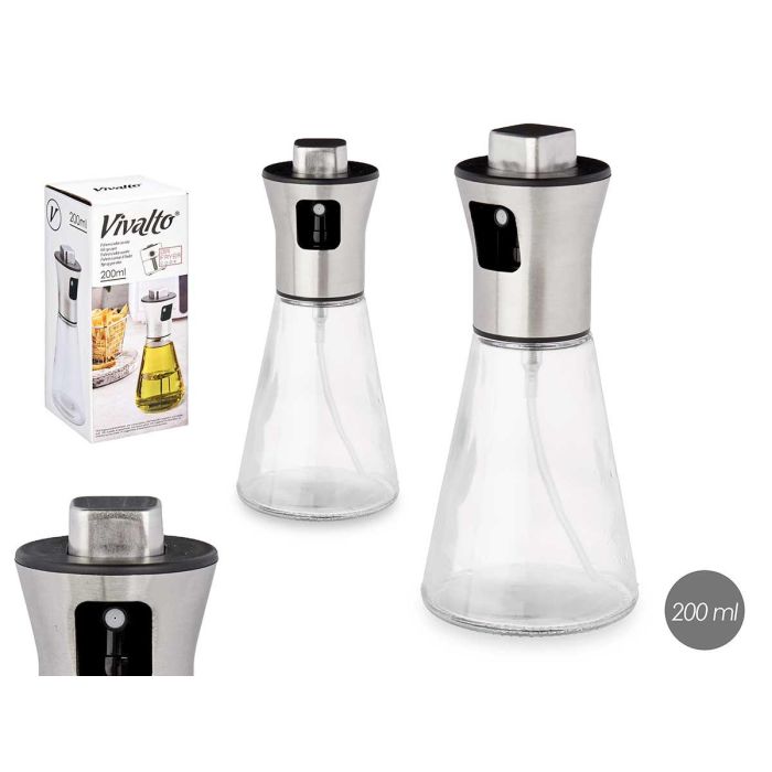Pulverizador Aceitera Vidrio y Metal 200 ml Vivalto - 7.5x16.5x7.5 cm (12 Unidades) Pulverizador Aceitera Vidrio y Metal 200 ml Vivalto - 7.5x16.5x7.5 cm (12 Unidades)