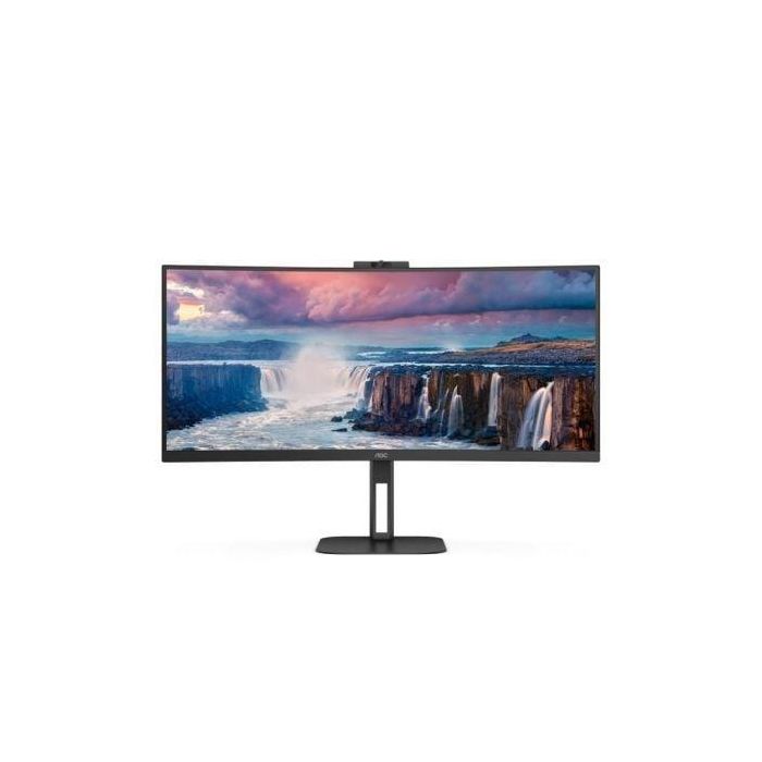 AOC CU34V5CW/BK Monitor Curvo 34" Ultrapanorámico WQHD 100Hz con Webcam Windows Hello, USB-C 65W, VA