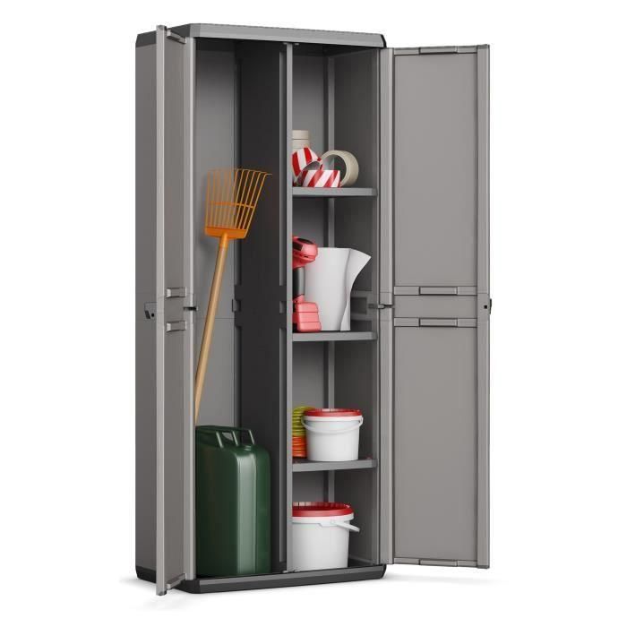 Armario utilitario KIS Più - 68 x 39 x 166 cm - gris antracita y negro 1 Armario utilitario KIS Più - 68 x 39 x 166 cm - gris antracita y negro 1