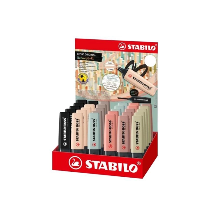 Stabilo Boss Pastel Nature Colors Rotulador fluorescente, antisecado, expositor 30 unidades, colores surtidos, trazo 2-5 mm 1