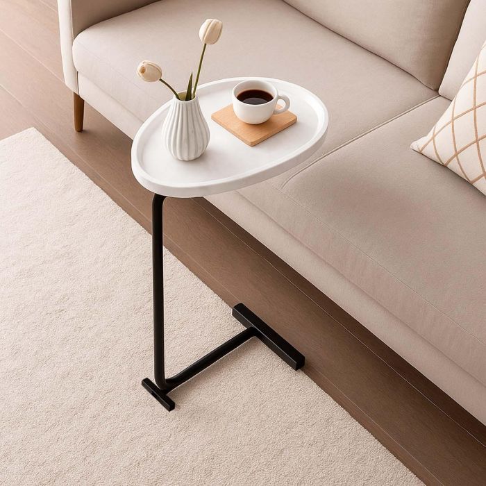Mesa Auxiliar Nela Versa Blanco 30x60x45 cm - Hierro y Madera MDF 1 Mesa Auxiliar Nela Versa Blanco 30x60x45 cm - Hierro y Madera MDF 1