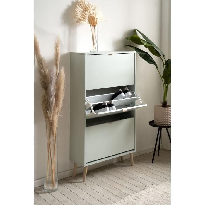 VIGO 49A VIGO003855 Zapatero Verde pastel con Patas de madera maciza - 70 x 24 x 125 cm 4