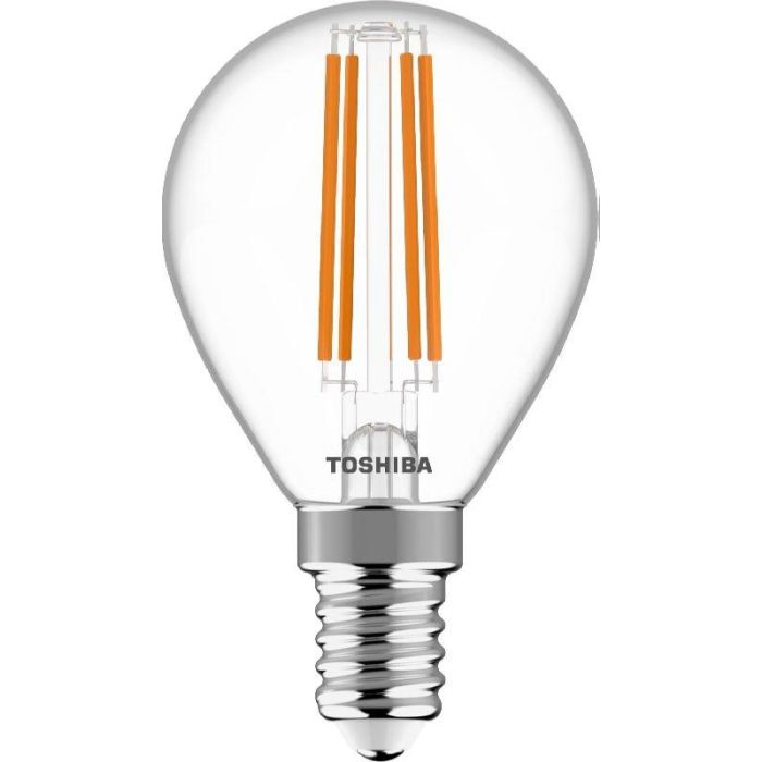 Toshiba Bombilla LED de Filamento G45 E14 4.5W 2700K - Lámpara de Luz Cálida y Bajo Consumo
