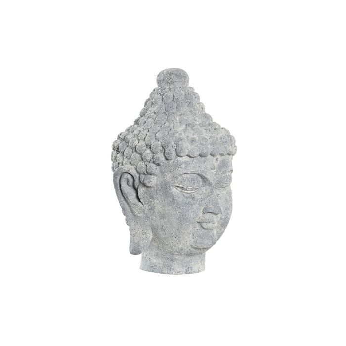 DKD Home Decor Figura Decorativa de Estilo Oriental Cabeza de Buda de Resina Gris Claro 20 x 35 x 22 cm Pack de 4 Unidades