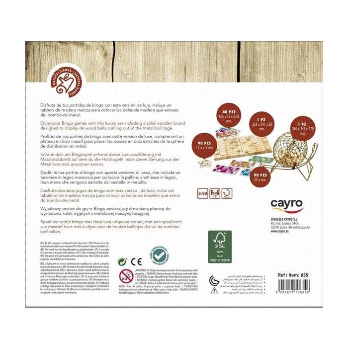 Cayro Bingo de Madera y Metal con Cartones 26x24x33 cm, Edad Mínima 3 Años 5