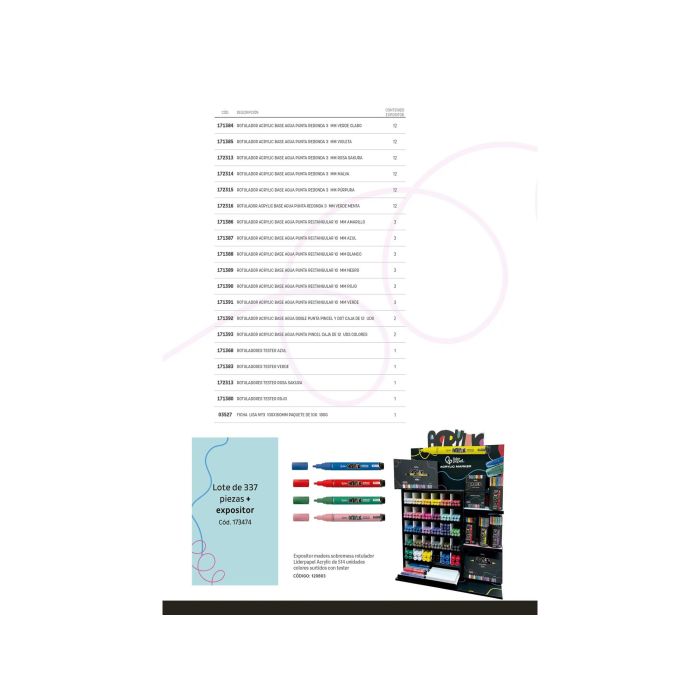 Rotulador Liderpapel Acrylic Expositor Madera Sobremesa De 514 Unidades Colores Surtidos Con Tester 3