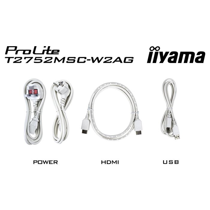 iiyama ProLite T2752MSC-W1AG Monitor 27" (68,6 cm) Full HD IPS 5 ms Táctil 10pt HDMI DisplayPort USB Blanco 10