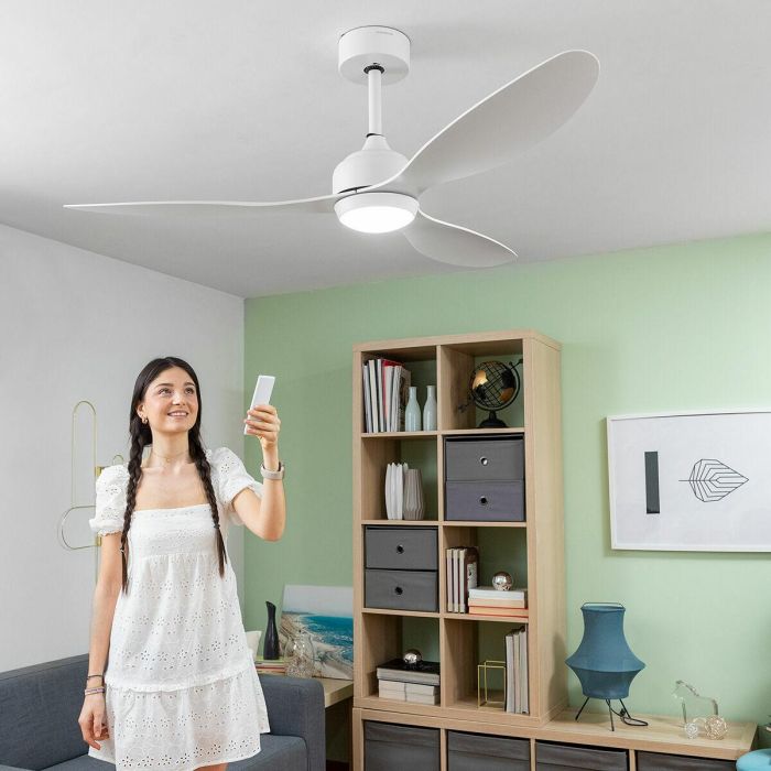 Ventilador de Techo con Luz LED y 3 Aspas ABS Flaled InnovaGoods Blanco 36 W 52" Ø132 cm 6 Ventilador de Techo con Luz LED y 3 Aspas ABS Flaled InnovaGoods Blanco 36 W 52" Ø132 cm 6