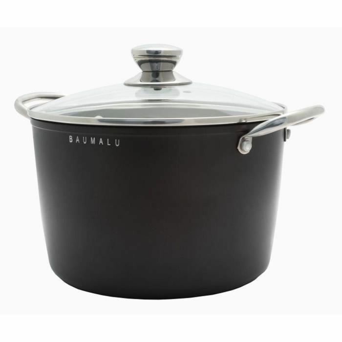 Baumalu BAU3216383445315 Batería de Cocina Antiadherente de Aluminio Forjado para Todo Tipo de Fuegos, Inducción, 4 Piezas Negro 4