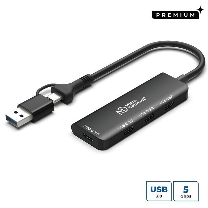 MicroConnect Hub USB-C 3.2 Gen 1 de 4 Puertos, Alta Velocidad, hasta 5 Gbps, para Oficina y Viajes