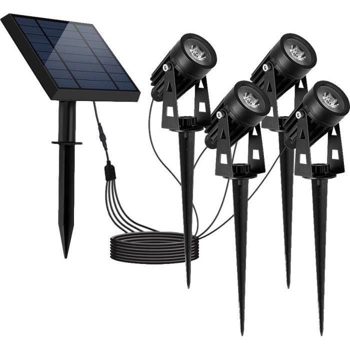 Cuatro focos solares 4 en 1 para pegar o fijar - LUMISKY - ROUNDY - H27 cm - LED blanco frío Cuatro focos solares 4 en 1 para pegar o fijar - LUMISKY - ROUNDY - H27 cm - LED blanco frío