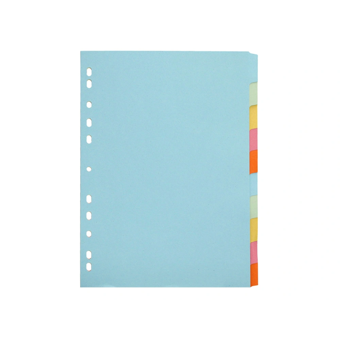 Q-connect Separadores DIN A4 Multitaladro Cartulina, Juego de 10 Unidades, Pestañas Colores Pastel 6