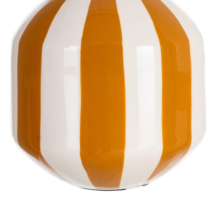 Jarrón Rayas Mostaza Metal Decoración 15 X 15 X 20 cm