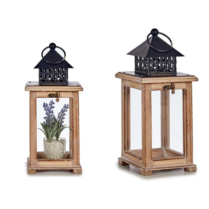 Farol de Madera Cuadrado Rejilla Quemado Giftdecor 13.4x29x13.4 cm - Madera, Metal, Cristal - Marrón/Negro (6 Unidades) Farol de Madera Cuadrado Rejilla Quemado Giftdecor 13.4x29x13.4 cm - Madera, Metal, Cristal - Marrón/Negro (6 Unidades)