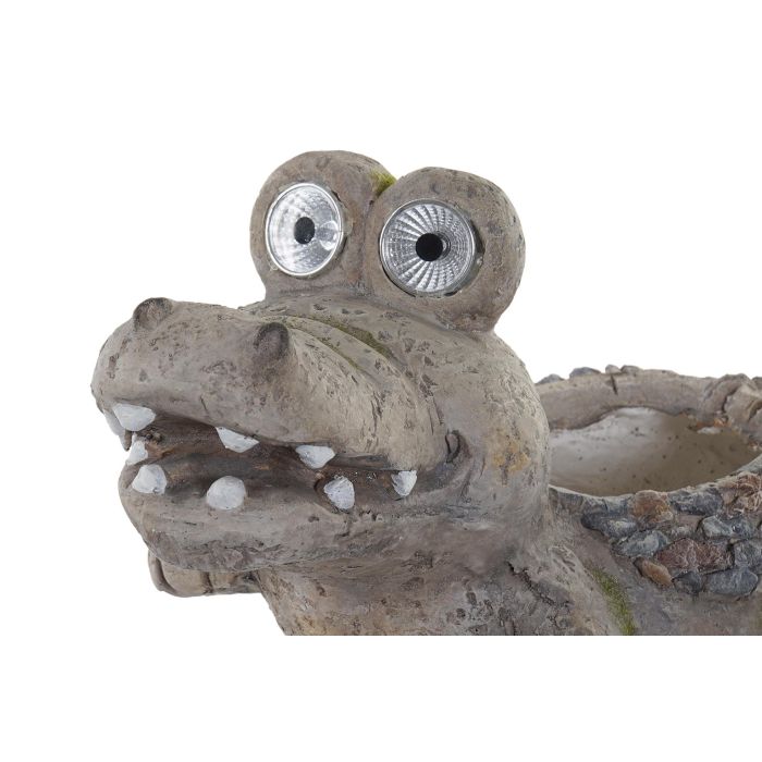DKD Home Decor Lámpara Solar LED de Jardín Figura Cocodrilo Macetero Artesanal Resina Gris 21x27x45 cm - Pack 2 Unidades 2 DKD Home Decor Lámpara Solar LED de Jardín Figura Cocodrilo Macetero Artesanal Resina Gris 21x27x45 cm - Pack 2 Unidades 2