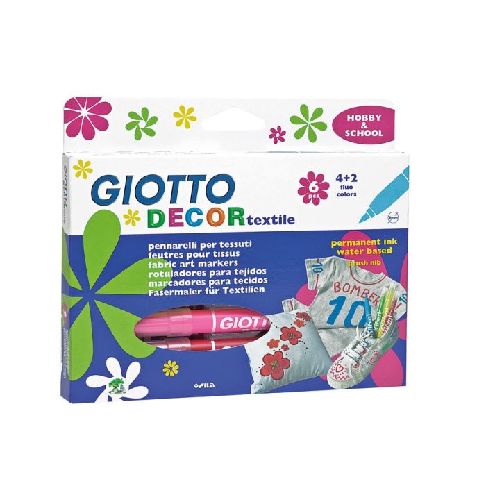 Giotto Rotuladores Decor Textil Permanentes Colores Surtidos Estuche 6 Ud 1