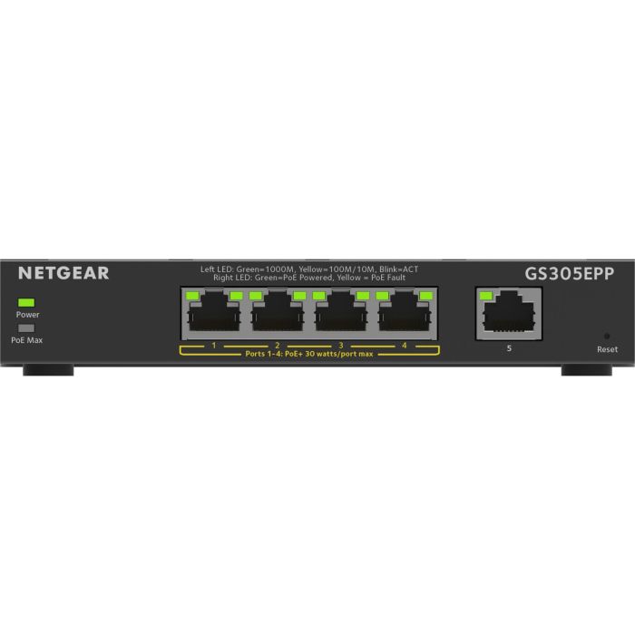 NETGEAR GS305EPP-100PES Switch Gestionado L2/L3 5 Puertos Gigabit Ethernet High-Power PoE+ Plus 1