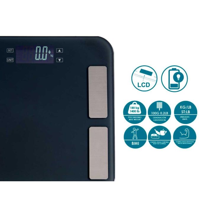 Bascula Digital Baño 180Kg Gris Antracita Berilo 33X2CM (6 Unidades) 3 Bascula Digital Baño 180Kg Gris Antracita Berilo 33X2CM (6 Unidades) 3