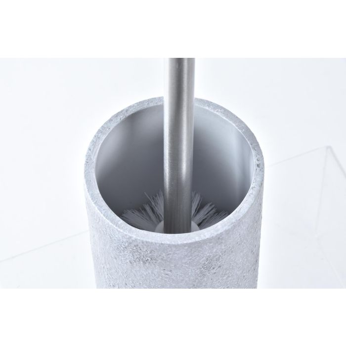 DKD Home Decor Escobillero Scandi Gris Plateado Cemento Inox 10x10x40 cm 2