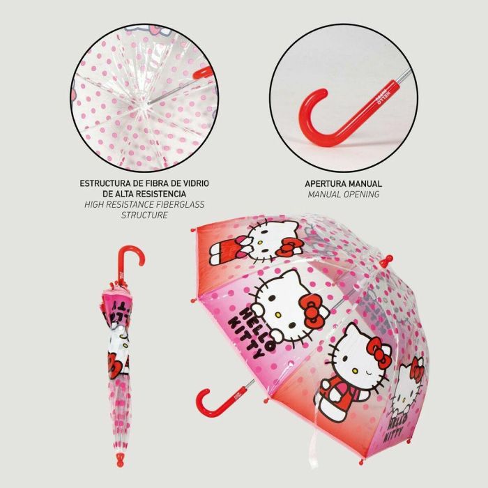 Cerdá Paraguas Manual de Burbuja Poe Hello Kitty de 45 cm Rosa para Niñas, Edad Mínima 3 Años 7