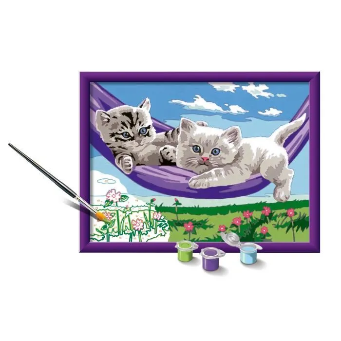 Ravensburger 25828 Kit de pintura por números Gatitos en la hamaca 18 x 24 cm para 9 años en adelante Ravensburger 25828 Kit de pintura por números Gatitos en la hamaca 18 x 24 cm para 9 años en adelante