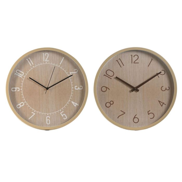 Reloj Pared Scandi DKD Home Decor Natural 4 x 40 x 40 cm (2 Unidades) Reloj Pared Scandi DKD Home Decor Natural 4 x 40 x 40 cm (2 Unidades)