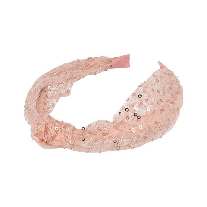 Diadema rosa de lentejuelas con lazo