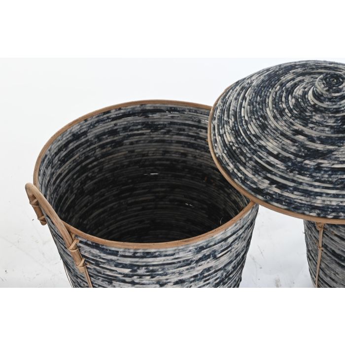 DKD Home Decor Cestas Boho de Ratán, Set de 3 Piezas, Negro, Blanco y Natural, 51x62x56 cm 2 DKD Home Decor Cestas Boho de Ratán, Set de 3 Piezas, Negro, Blanco y Natural, 51x62x56 cm 2