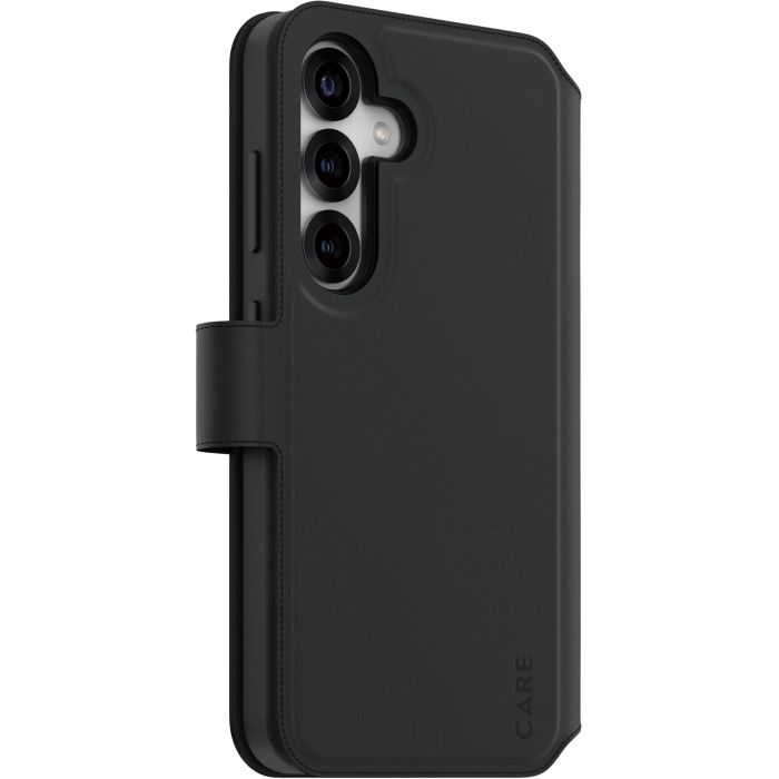 PanzerGlass CARE Feature Case Tango 2-in-1 para Samsung Galaxy S25, Funda Cartera con QI Compatible, Negro