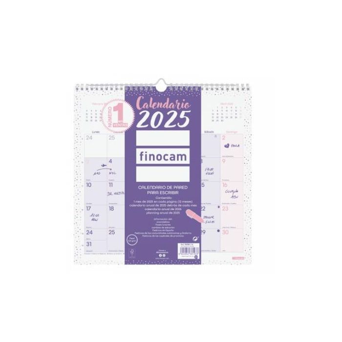 Finocam Calendario De Pared Para Escribir 300x300 mm Chic Morado 2025 1