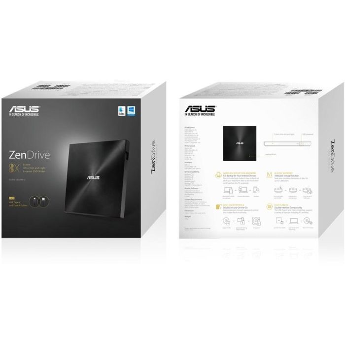 ASUS Grabadora DVD Externa U9M Portátil Slim Color Negro USB 2.0 5