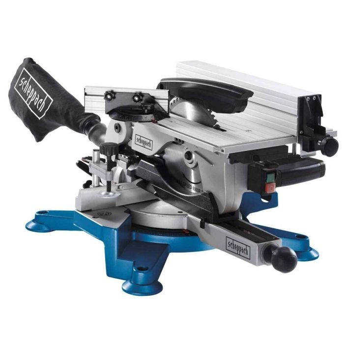 Scheppach HM100T Sierra Ingletadora Pendular con Mesa Superior, Hoja de Carburo 254mm 60 Dientes, Potencia 1800W 6 Scheppach HM100T Sierra Ingletadora Pendular con Mesa Superior, Hoja de Carburo 254mm 60 Dientes, Potencia 1800W 6