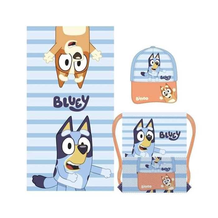 Cerdá Saquito Bluey con Toalla y Gorra Infantil Azul para Niños de 2 a 8 Años