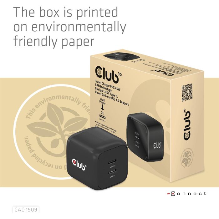 Club3D Ladegerät 2xUSB Typ C PD 45W. GaN retail 4 Club3D Ladegerät 2xUSB Typ C PD 45W. GaN retail 4