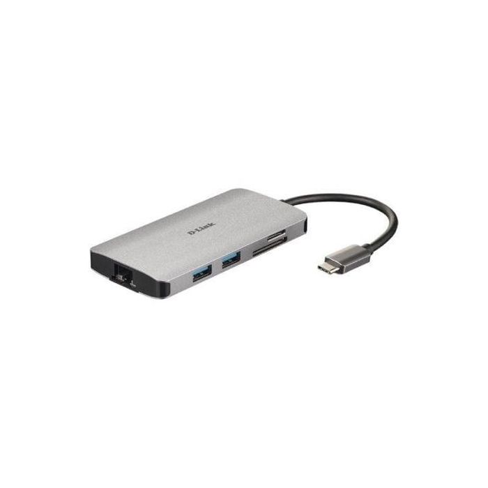 D-Link DUB-M810 Docking Station Hub USB-C con HDMI 4K, Gigabit Ethernet, Lector SD/microSD, 3x USB 3.0 y USB-C Power Delivery 100W Gris D-Link DUB-M810 Docking Station Hub USB-C con HDMI 4K, Gigabit Ethernet, Lector SD/microSD, 3x USB 3.0 y USB-C Power Delivery 100W Gris