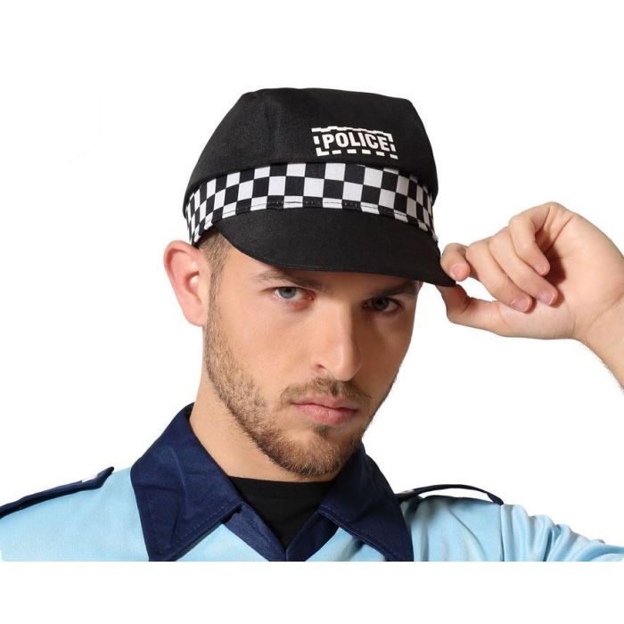 Gorra Policía Negro Carnaval Hombre Adulto