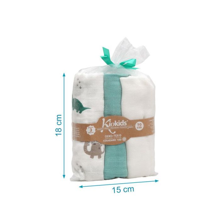 Muselina 70x70 cms Bambú Verde 3 Unidades 4 Muselina 70x70 cms Bambú Verde 3 Unidades 4
