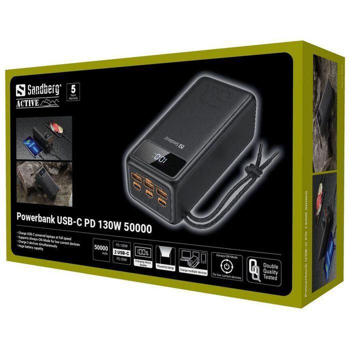 Sandberg Powerbank USB-C PD 130W 50000 9 Sandberg Powerbank USB-C PD 130W 50000 9