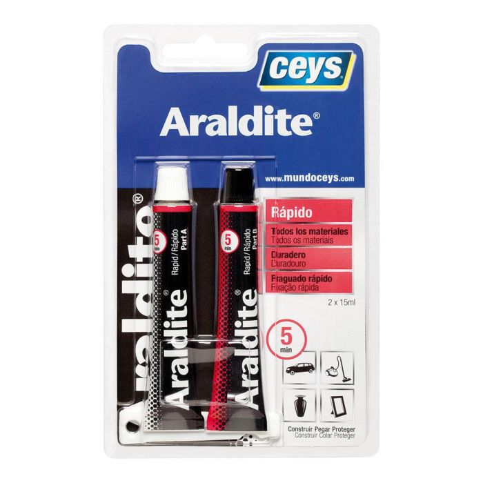 Ceys Araldite Rápido Grande Blister 15+15ml - Adhesivo Epoxi de Dos Componentes, Resistencia Máxima