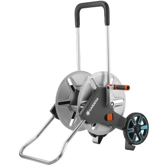 Gardena AquaRoll M Carrete de Manguera con Ruedas de Metal, para manguera hasta 60m (13mm) / 50m (15mm), con Kick & Stand Gardena AquaRoll M Carrete de Manguera con Ruedas de Metal, para manguera hasta 60m (13mm) / 50m (15mm), con Kick & Stand
