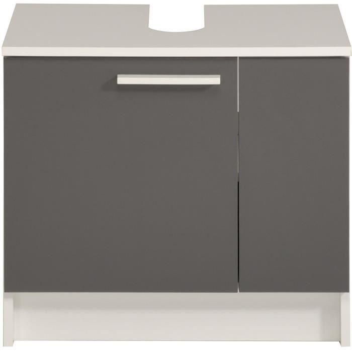 Parisot AUC3170720597450 Mueble de Lavabo VERSA 2 Puertas Gris Sombra y Blanco L 59 x P 38 x 55 cm
