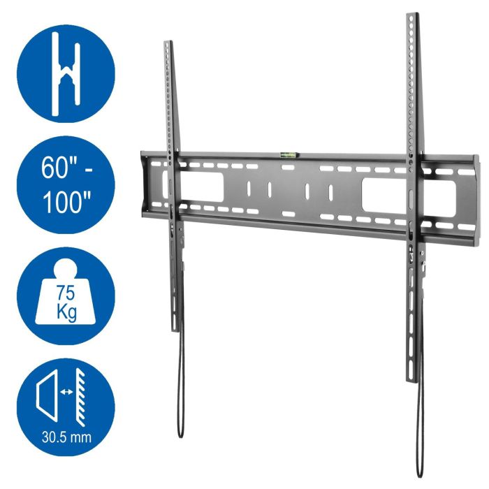 Ewent EW1504 Soporte de Pared Fijo Ultra Fino para Televisor 60-100 pulgadas (2.54m), 75kg, VESA Multi-estándar, Negro 3 Ewent EW1504 Soporte de Pared Fijo Ultra Fino para Televisor 60-100 pulgadas (2.54m), 75kg, VESA Multi-estándar, Negro 3