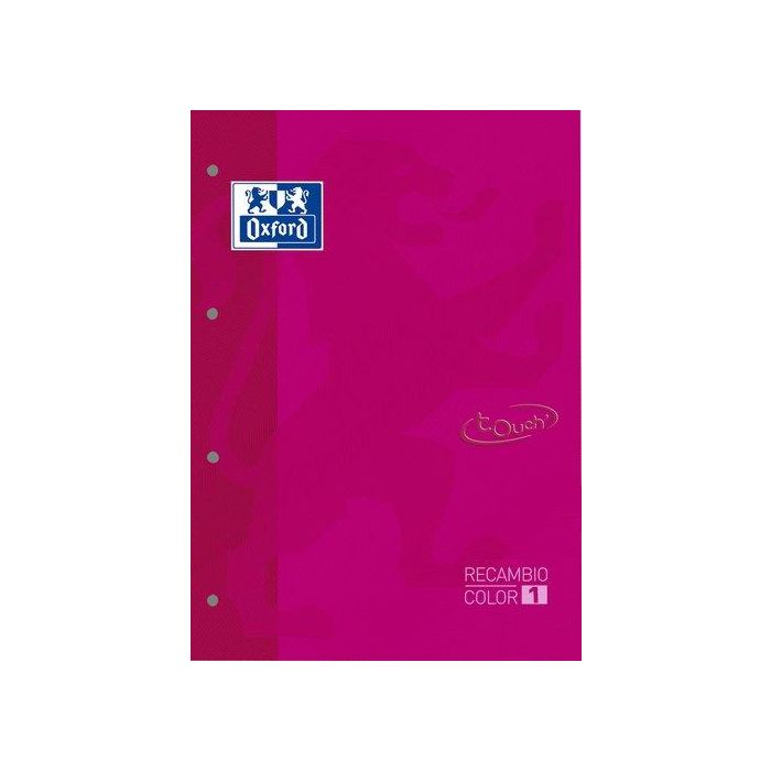 Recambio Oxford School Color 1 Touch Encolado A4+ 80H 90Gr 4 Taladros Cuadric.5X5 Fucsia (1 Color De Recuadro) 5 unidades