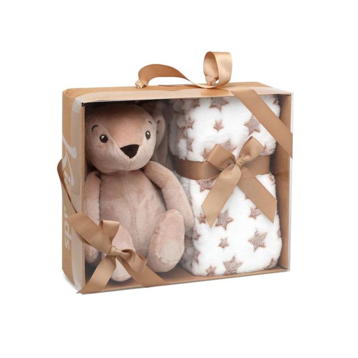 Conejo De Peluche Marrón Con Mantita De Estrellas 3