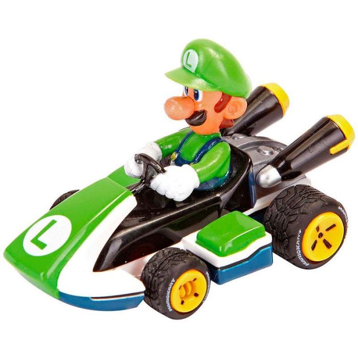 Carrera Pull & Speed Mario Kart 8 Coche - Pack de 3 Figuras Luigi, Mario y Yoshi para Niños 3+ Años