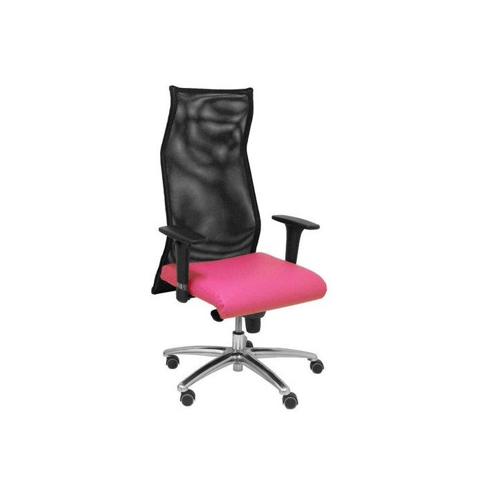 Sillon Piqueras Y Crespo Sahuco Direccion Uso Intensivo (8H) Brazos Regulables Mecanismo Sincro Respaldo Malla Transpirable Negro Y Asiento Tapizado Similpiel Rosa